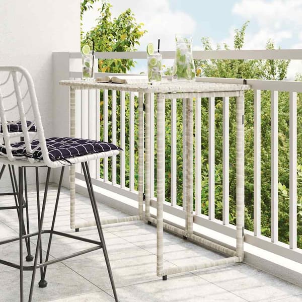 vidaXL foldbart havebord lysegrå 90x51x75 cm polyrattan
