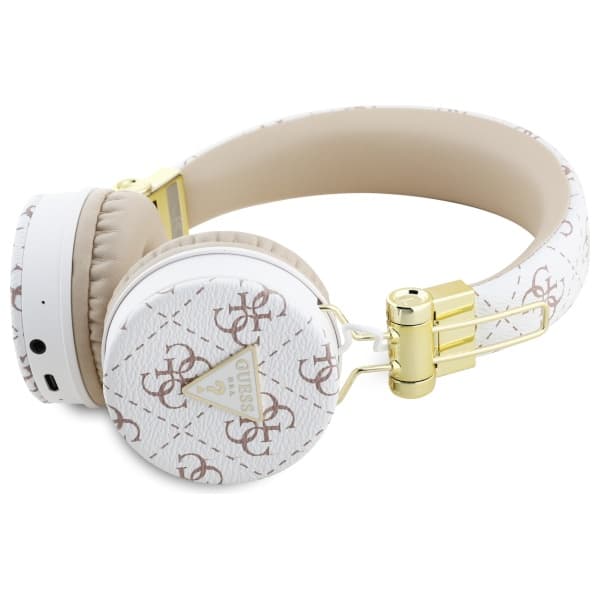 Guess 4G Trekantede Runde Bluetooth ENC Over-Ear Hovedtelefoner, Hvide