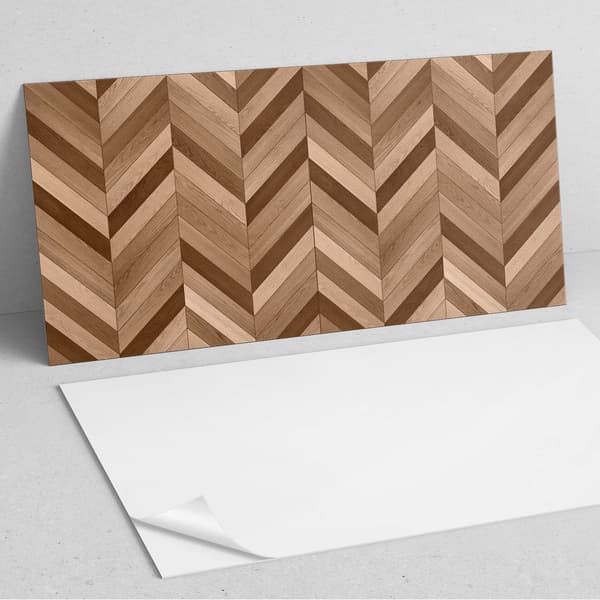 Selvklæbende vinylvægpanel 100x50 cm sildebensmønster