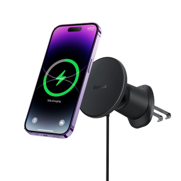 iPhone bilholder med 15W induktiv oplader til luftventil - sort