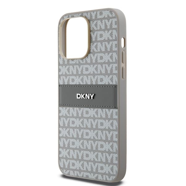 DKNY DKHCP14XPRTHSLE iPhone 14 Pro Max6.7" beige hardcase Læder Mono Stripe & Metal Logo