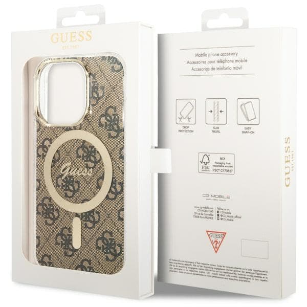 Guess IML 4G MagSafe-etui til iPhone 14 Pro, brun/brun