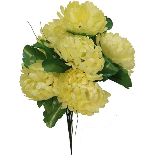 Buket med 7 krysantemum med græs, 40 cm, gul