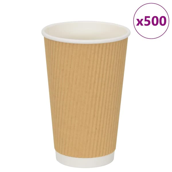 vidaXL Paperikupit, 500 kpl, 16oz, 400ml, Ruskea
