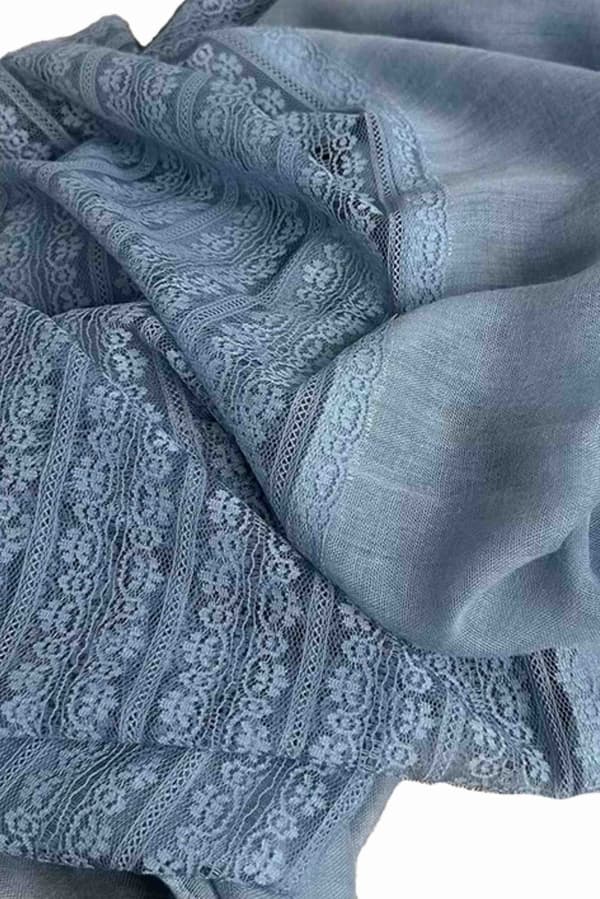 Blå spetshalsduk 180x90 cm - bomull och polyester
