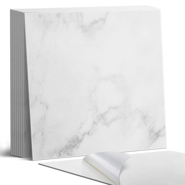 Sæt med selvklæbende vinylfliser med trykt marmoroverflademønster 9x30x30 cm