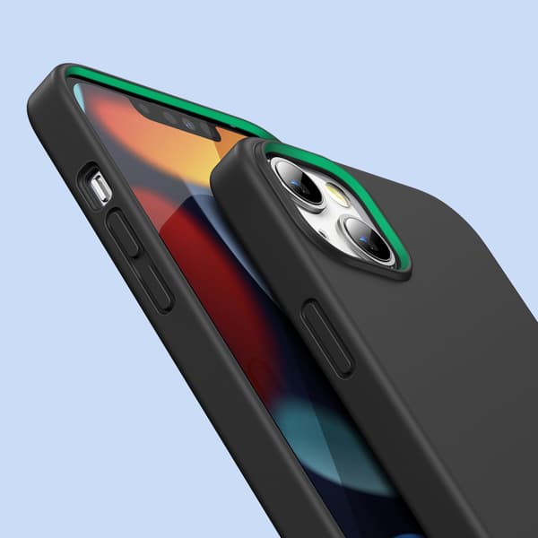 Fleksibelt gummi-silikone-cover til iPhone 13 mini, sort