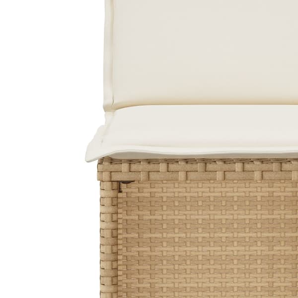 vidaXL 3-delat bistroset med kuddar, beige, polyrotting