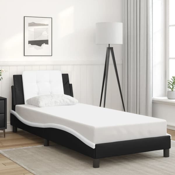vidaXL sengestel med LED sort og hvid 90x190 cm kunstlæder