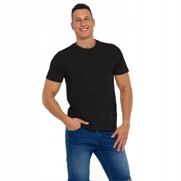 T-shirt herre bomuld kortærmet M sort