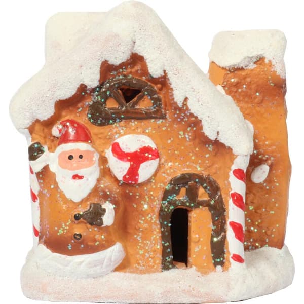 Keramisk peberkageshus med LED-lys 9 cm - julepynt