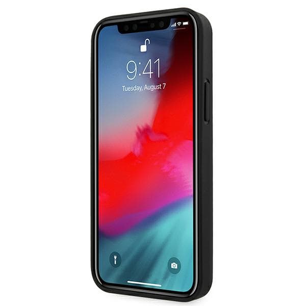 BMW lædercover med præget prægning til iPhone 12 mini, sort