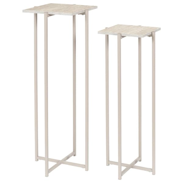 Sæt med 2 dekorative blomsterstandere terranova beige