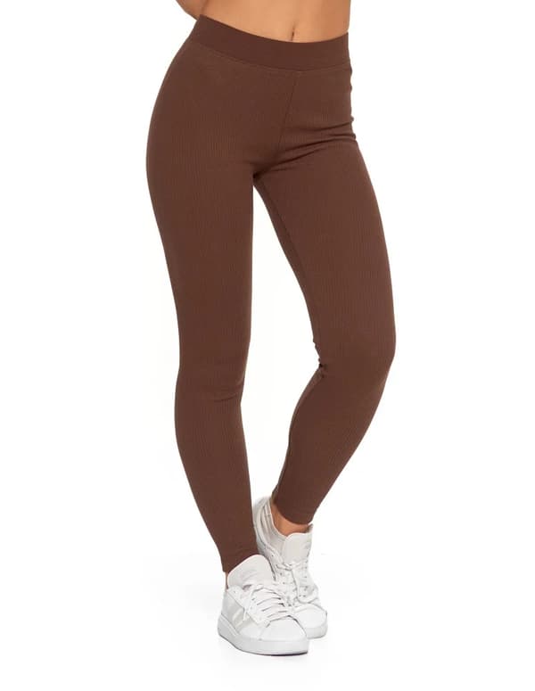 Dameleggings i bomuld med bred elastisk linning, elastisk pasform, MORAJ L MOCCA