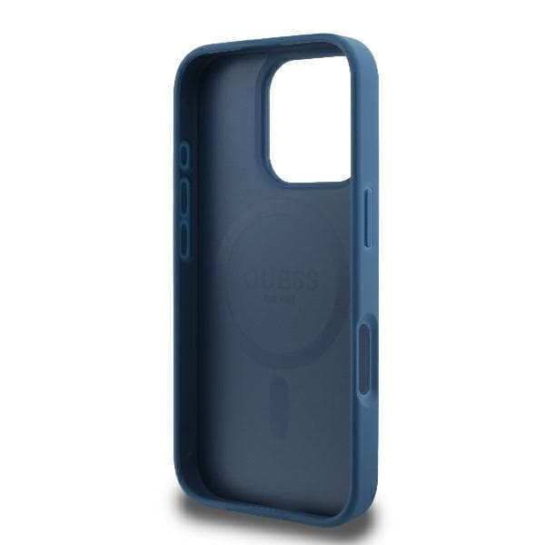 Guess 4G Ring Classic Logo MagSafe-etui til iPhone 16 Pro, blå