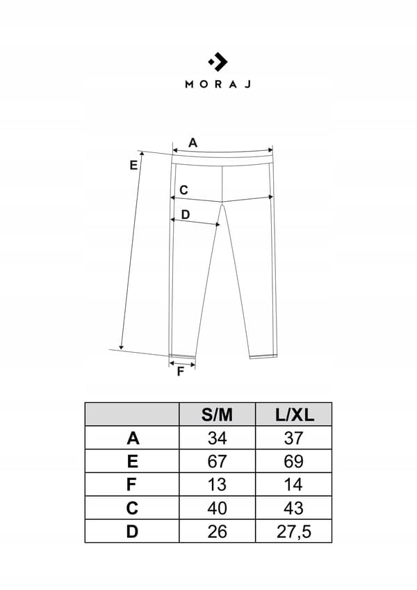 Moraj damesportleggings 3/4 klassiske sorte med stribe L/XL