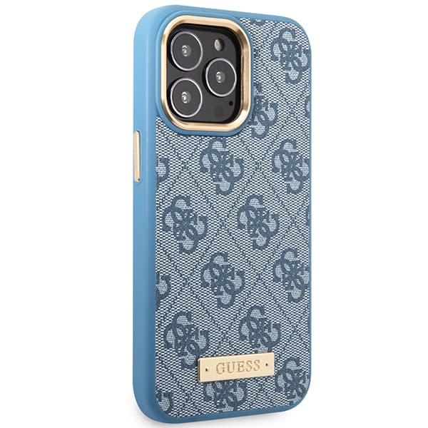 Guess 4G Logo Plate MagSafe-etui til iPhone 14 Pro, blå
