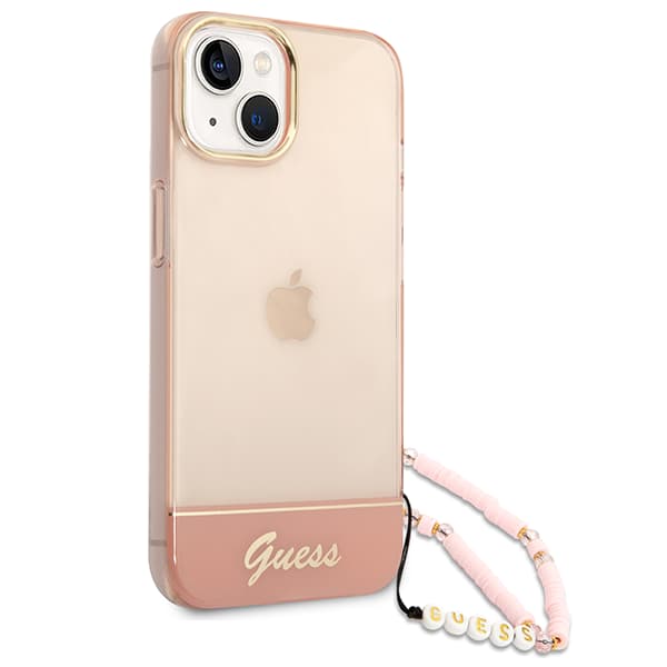 Guess Translucent Pearl Strap-skal till iPhone 14 Plus, Rosa