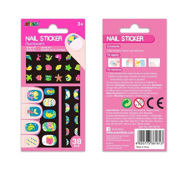 Fluo neglestickers - Undervands 38 stk.