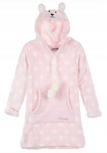 NATTTRÖJA, FLEECE, ROSA, huva, pyjamas, 4 F128A