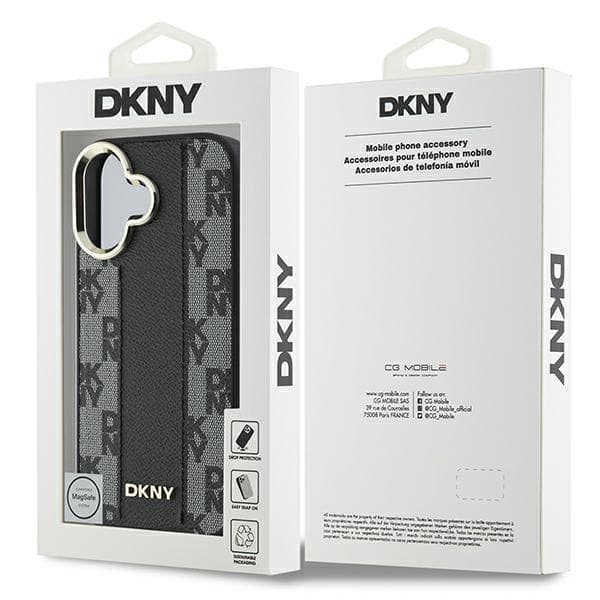 DKNY Magsafe-etui med ternet mønster til iPhone 16 Plus, sort