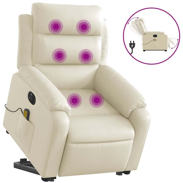 vidaXL elektrisk lænestol med massage, creme