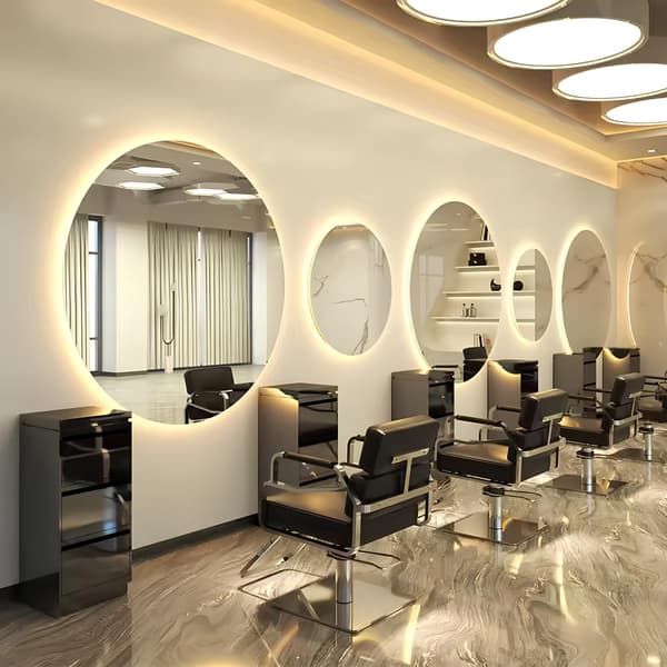 Frisörkonsol Barberspegel 60x60 LED PRO rund