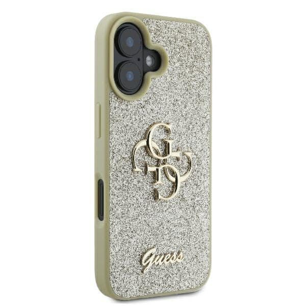 Guess Fixed Glitter Big 4G cover til iPhone 16 Plus, guld
