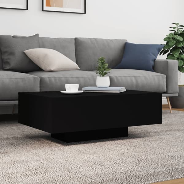 vidaXL sofabord med LED-belysning, sort, 85x55x31 cm