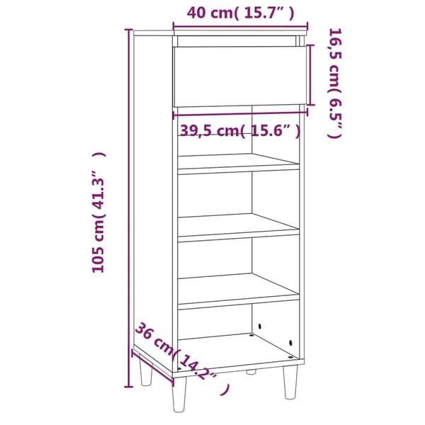 vidaXL skoskab brunt egetræ 40x36x105 cm