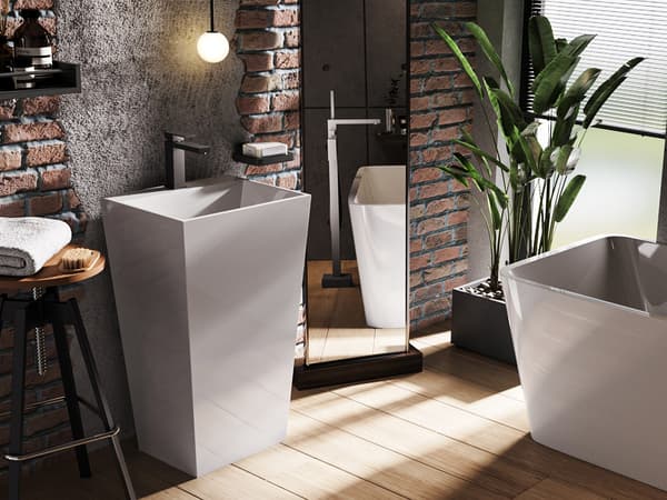 Moderne Varium II sort lav håndvaskarmatur Besco