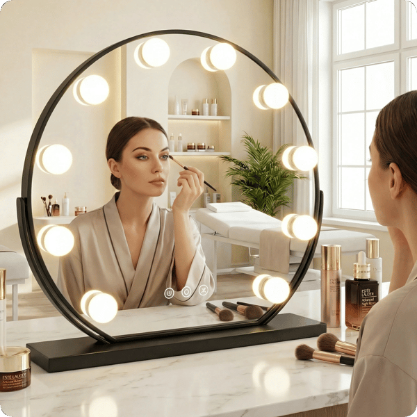 Makeupspejl sort makeup Hollywood 60 cm 10 LED lysfarver