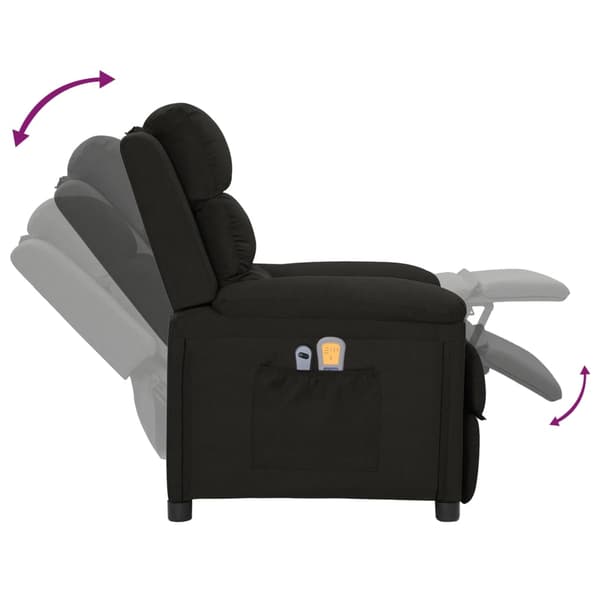 vidaXL elektrisk massagestol, sort, stof