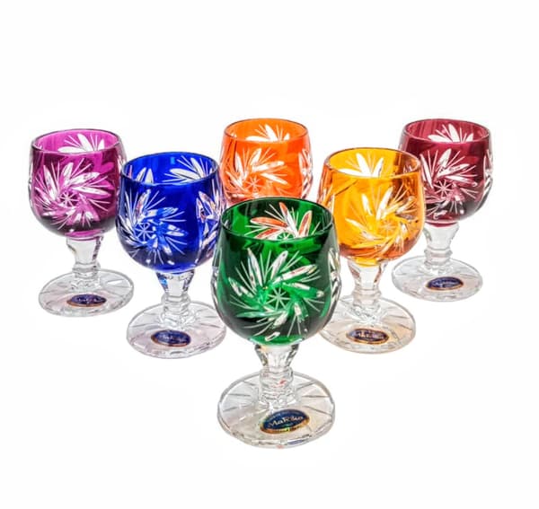 MaRika krystal Farverige vodkaglas 30 ml - Olive Grinder