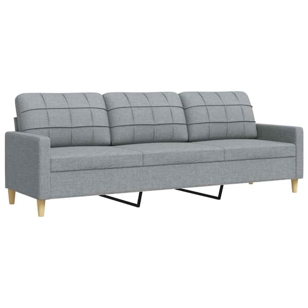 vidaXL 3-sitssoffa ljusgrå 210 cm tygklädsel