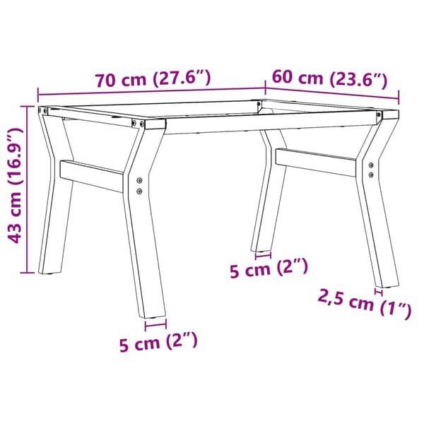 vidaXL Y-formede sofabordsben 70x60x43 cm