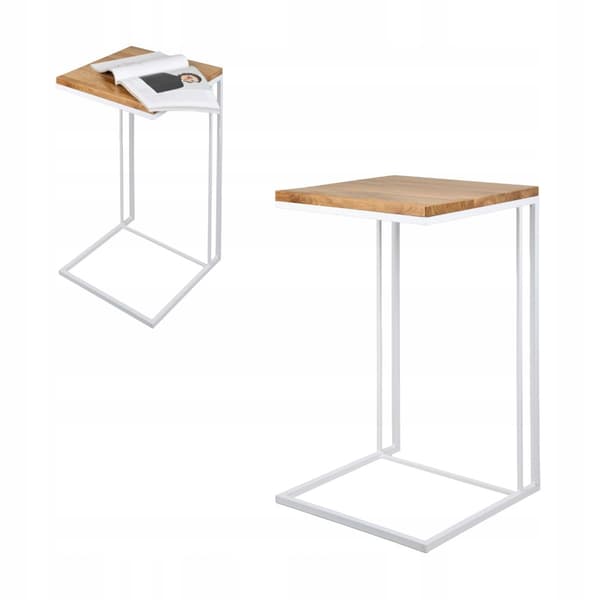 Laptopbord Loft Auxiliary Rustik Ek Vit Avila 40x40x65
