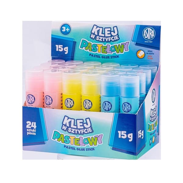 Limstift 15g transparent pastel (24 stk.)