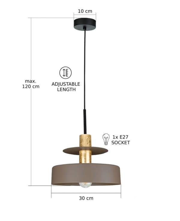 Hänglampa 1xE27 Solea Brun/Guld
