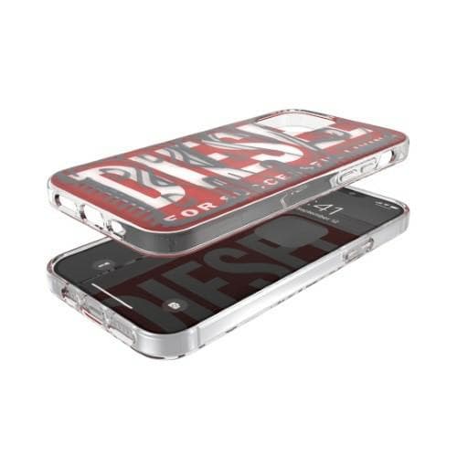 Diesel Snap Case Clear AOP iPhone 12 Pro Max -suojakuori, punainen/harmaa
