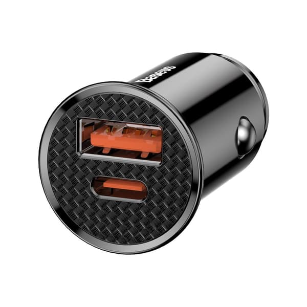 Smart biloplader med USB- og USB-C QC PD-porte, sort