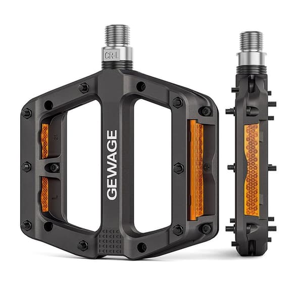 GEWAGE Platform Cykelpedaler med Stifter Sorte Nylon Reflekser
