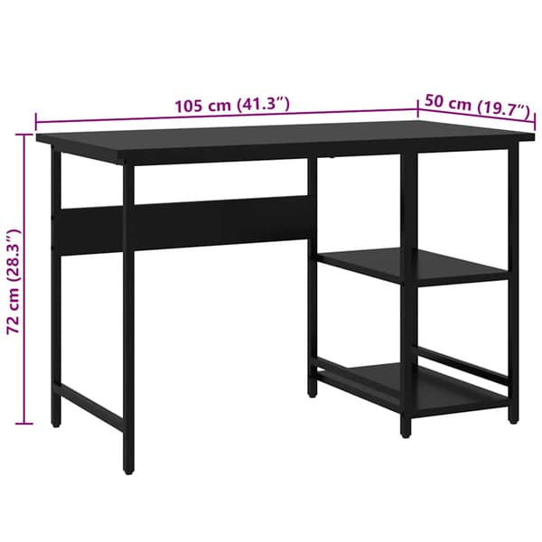 vidaXL computerbord, sort, 105x55x72 cm, MDF og metal