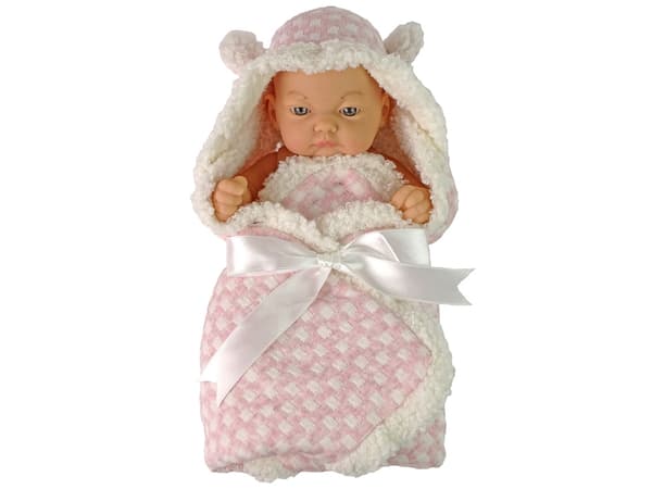 Söt babydocka med rosa rosett