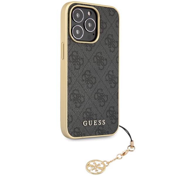 Guess 4G Charms Collection-etui til iPhone 14 Pro, grå