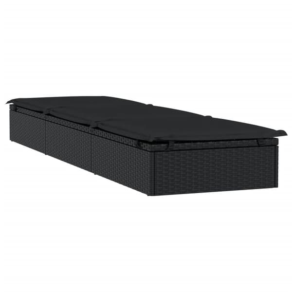 vidaXL liggestol med bord, 1 stk., sort, polyrattan