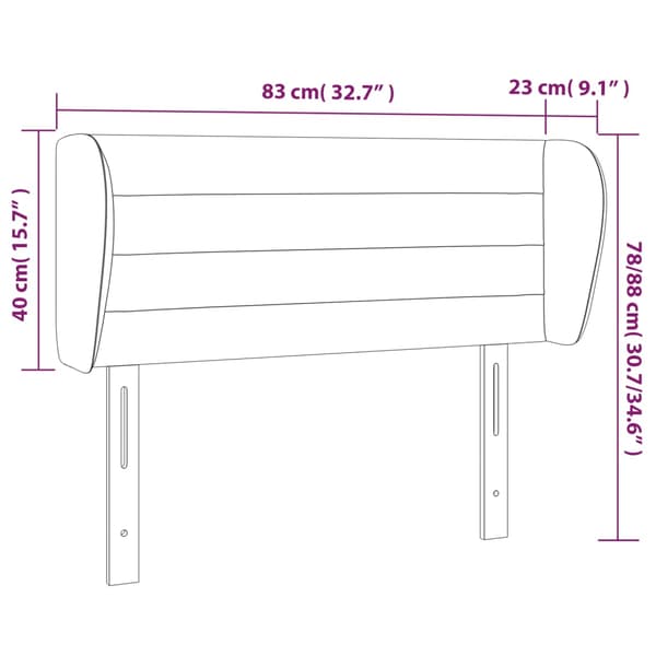 vidaXL Vingad nackstöd mörkgrå 83x23x78/88 cm sammet