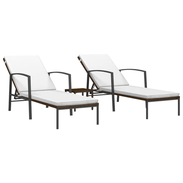 vidaXL Solstolar med bord, set om 2, polyrotting, brun
