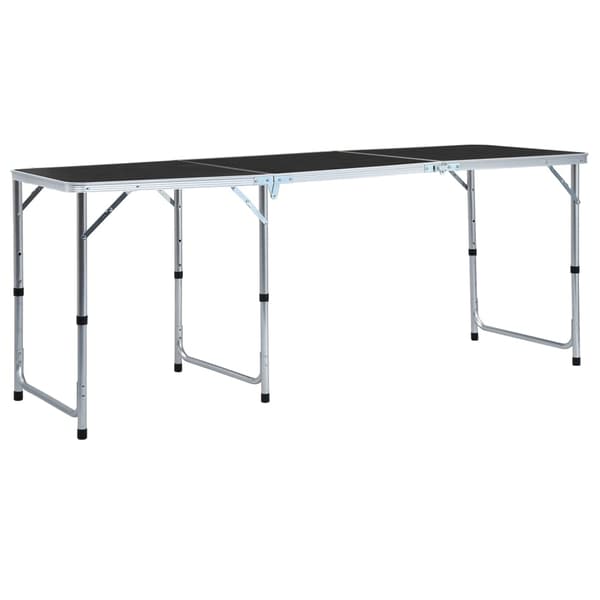 vidaXL foldbart campingbord grå aluminium 180 x 60 cm