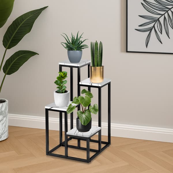MOGREN vit marmor stående metallblomsställ